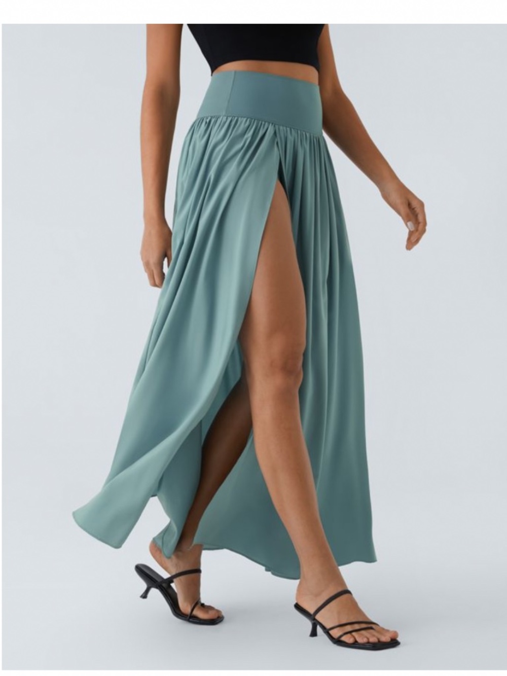 HALARA High Waisted Split 2-in-1 Flowy Quick Dry Maxi Casual Skirt - Picture 5 of 6
